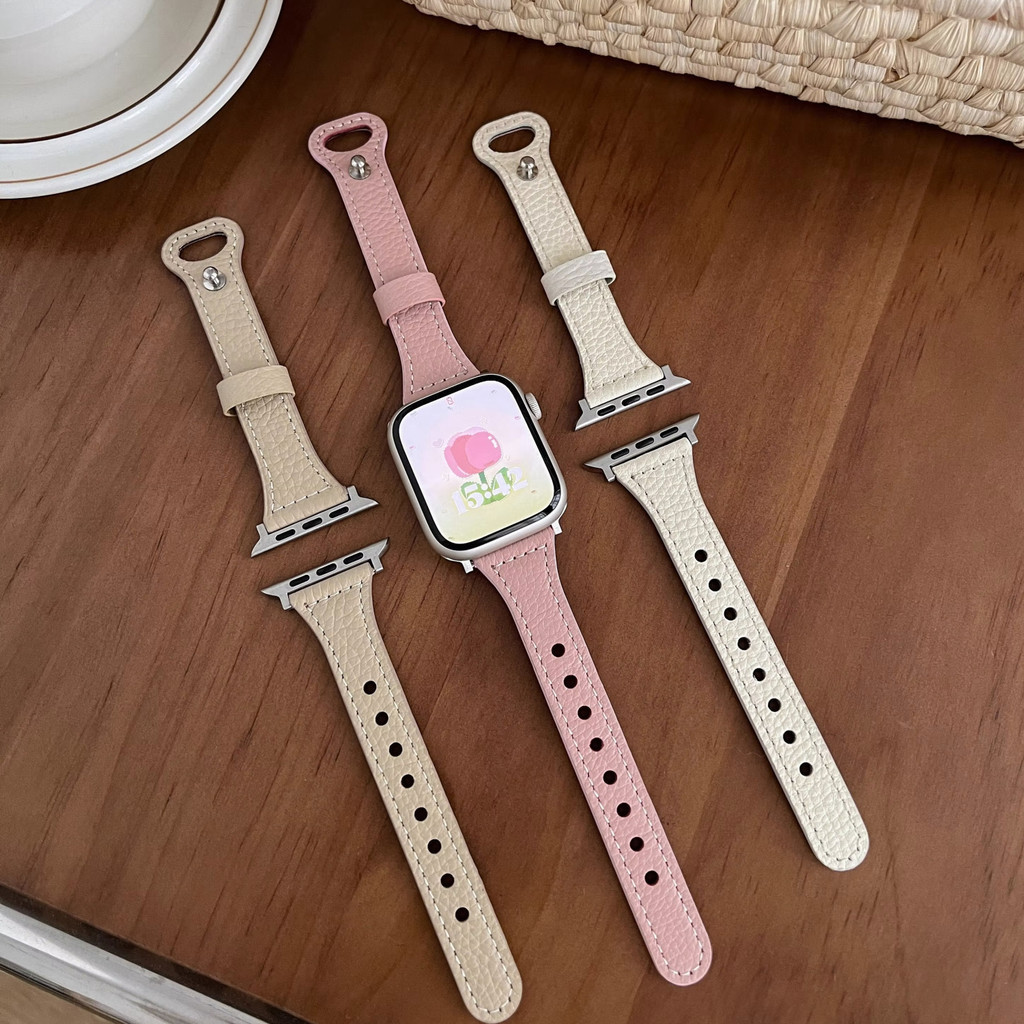 Starlight Blue Lychee Pattern เหมาะสําหรับ iwatchS98 Generation หนังแท้ [สายนาฬิกา] เหมาะสําหรับ App