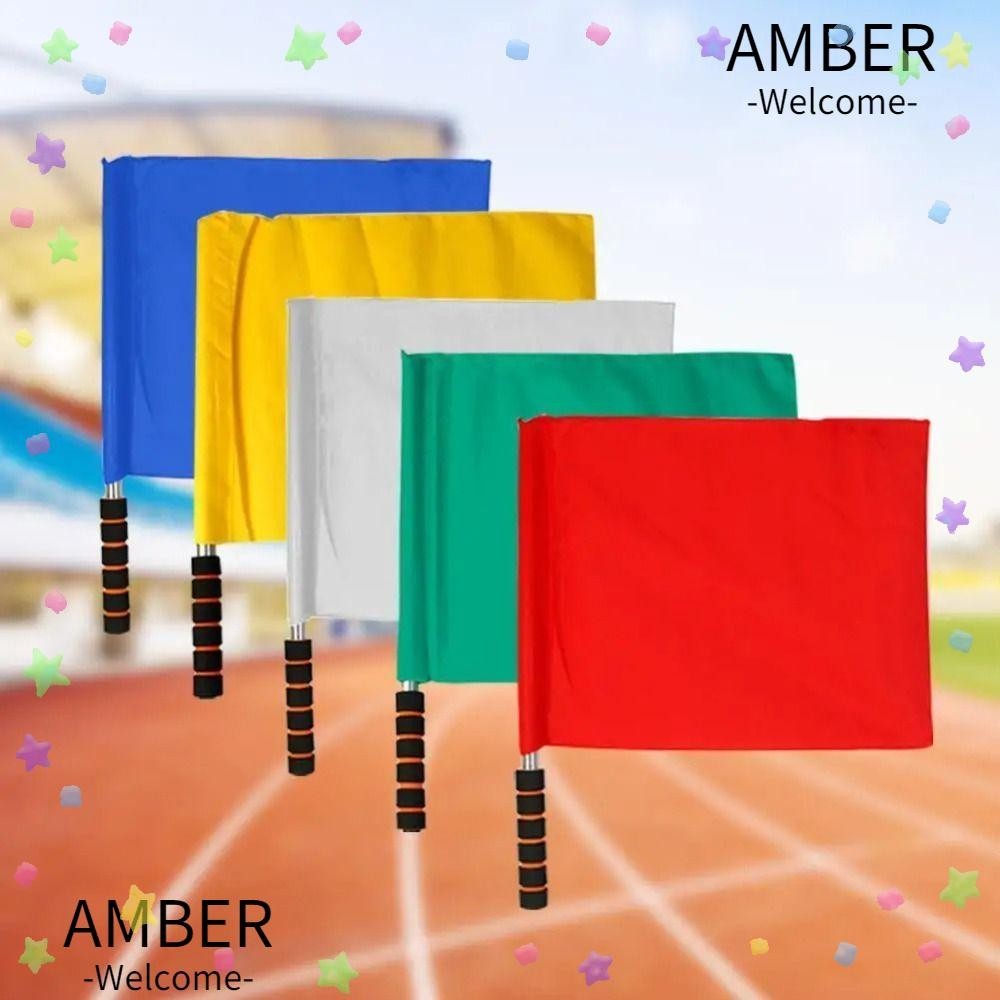 แอมเบอร์ ธงผู้ตัดสินฟุตบอลการแข่งขันเฉพาะหลายสี ผู้กํากับเส้น ธงสแตนเลสคุณภาพสูง มืออาชีพ การออก ธง