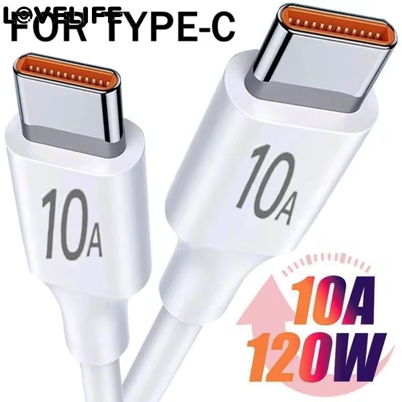 120w 10A Dual Type C สายชาร์จเร็ว - สายไฟถ่ายโอนข้อมูลความเร็วสูง - สาย USB C ชาร์จเร็ว - สายดาต้า - ชาร์จเร็ว USB C - ใช้ได้กับ iphone 15