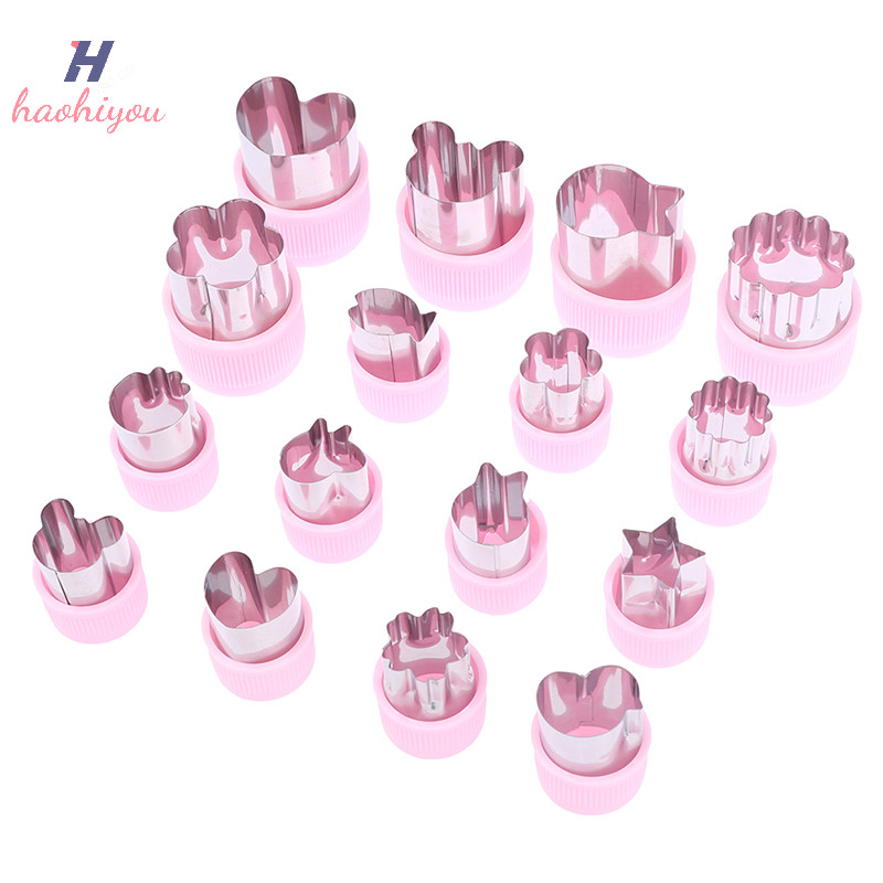 <haohiyou> เครื่องตัดผักด้ามพลาสติกสีชมพูสแตนเลสผลไม้ Cutg Die เครื่องมือครัว Nice