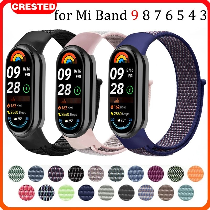 ไนล่อนห่วงสายรัดสำหรับ Xiaomi band 9 8 Mi band 7 6 5 4 3 Velcro Xiaomi Mi band 8 7 6 5 4 3