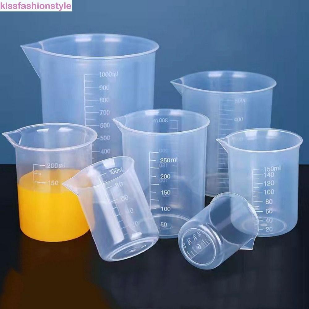Kissfashionstyle บีกเกอร์แบบพกพา 50/100/150/200/250/500/1000ML สําหรับห้องครัวห้องปฏิบัติการ Test Stackable พลาสติกโปร่งใสถ้วยตวง