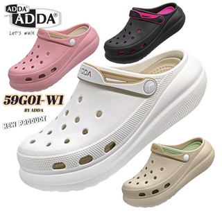 รองเท้าหัวโต ADDA รุ่น 59G01-W1 SIZE (4-7) สำหรับหญิง มีสายรัดหลังเพิ่มความกระชับ นุ่มสวมใส่สบาย