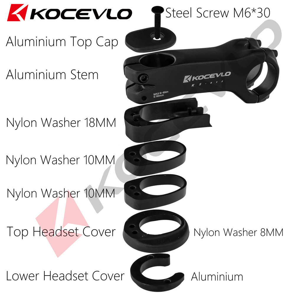 Kocevlo ก้านจักรยานอลูมิเนียม 31.8-28.6 มม.แผนที่ MTB จักรยานแฮนด์ Stem พร้อมฝาครอบด้านบน