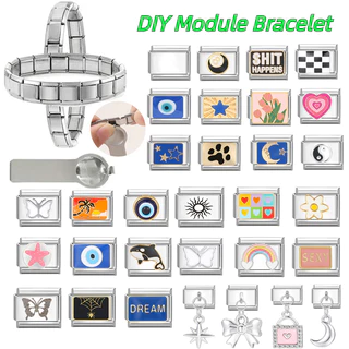ดาว Ocean Italian Charm สร้อยข้อมือ Fit 9 มม.สร้อยข้อมือสแตนเลส DIY เครื่องประดับทําอุปกรณ์เสริม Retro บุคลิกภาพโมดูลสร้อยข้อมืออุปกรณ์เสริม