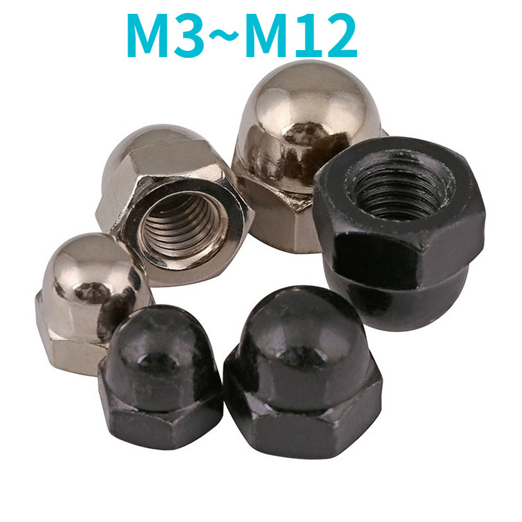 [HNK] Gb923 น็อตหมวกชุบนิกเกิล น็อตหมวกสีดํา น็อตหัวบอลตกแต่ง M3M4M5M6M8M10M12