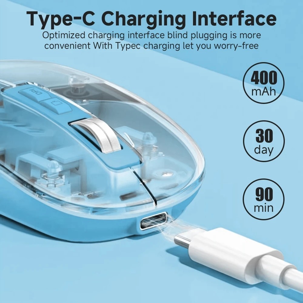 เมาส์ไร้สายบลูทูธโปร่งใส เมาส์ไร้เสียงคลิก เมาส์ไอแพด wireless ชาร์จแบตได้ สําหรับ iPad แล็ปท็อป โทรศัพท์ Android ราคา ถูกที่สุด ดีลบีเคเค แกลเลอรีภาพที่ 5