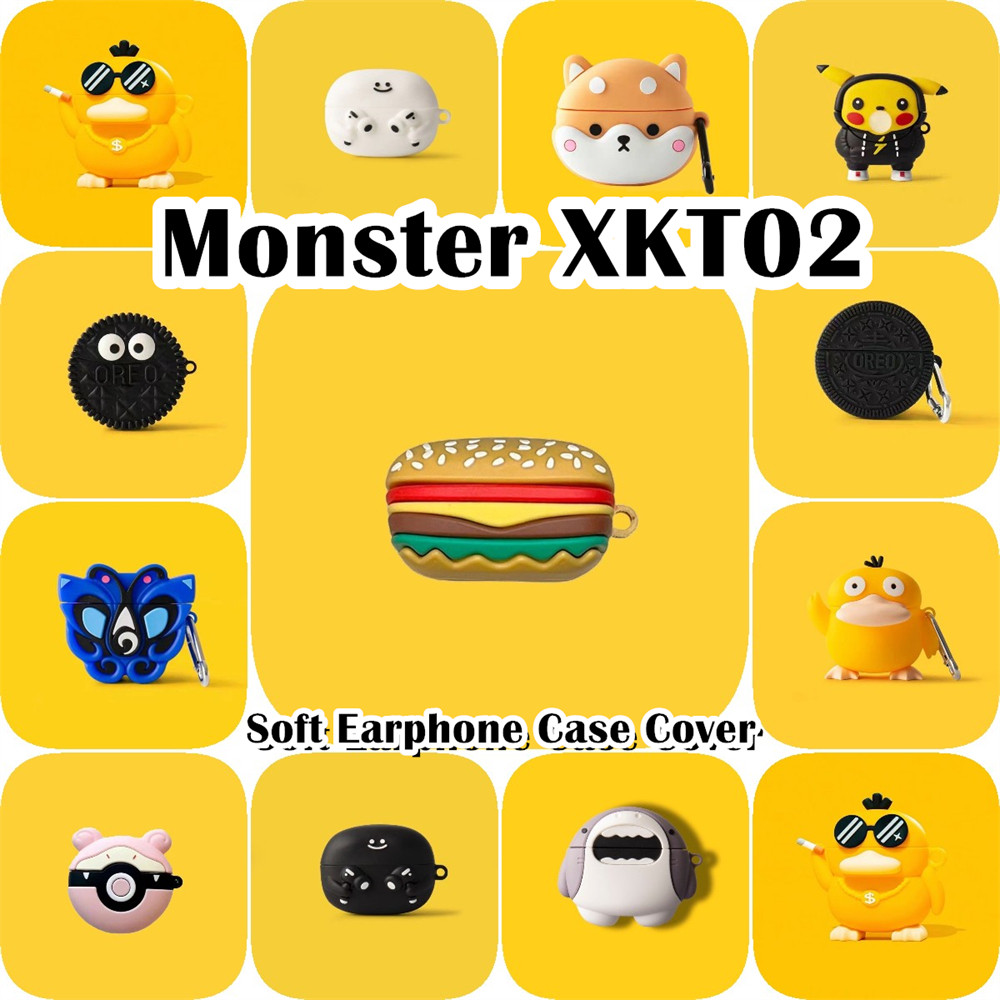 In Stockfor Monster XKT02 Case Casing Soft Silicone Couple Cute Cartoon Headphone Case Cover NO.2
