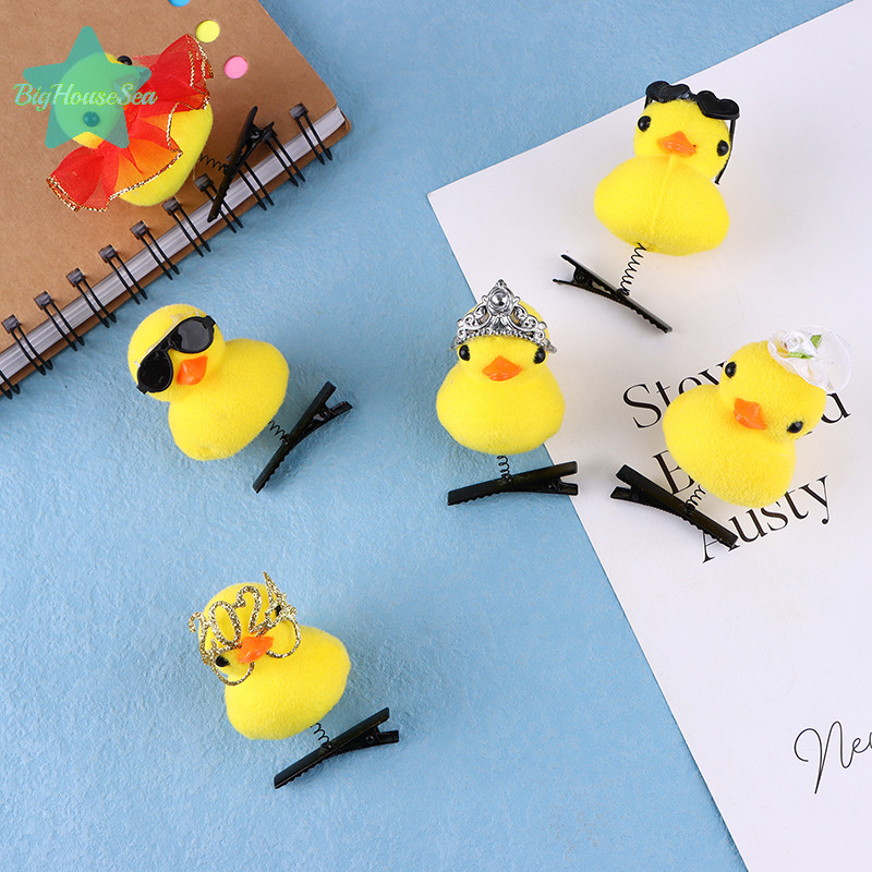 [BigHouseSea] การ์ตูนตลกเด็ก 3D สีเหลืองเล็กๆปรากฏการณ์เป็ดกิ๊บตุ๊กตาแฟชั่นสัตว์ Duckbill คลิปอุปกรณ์เสริม Headwear ใหม่