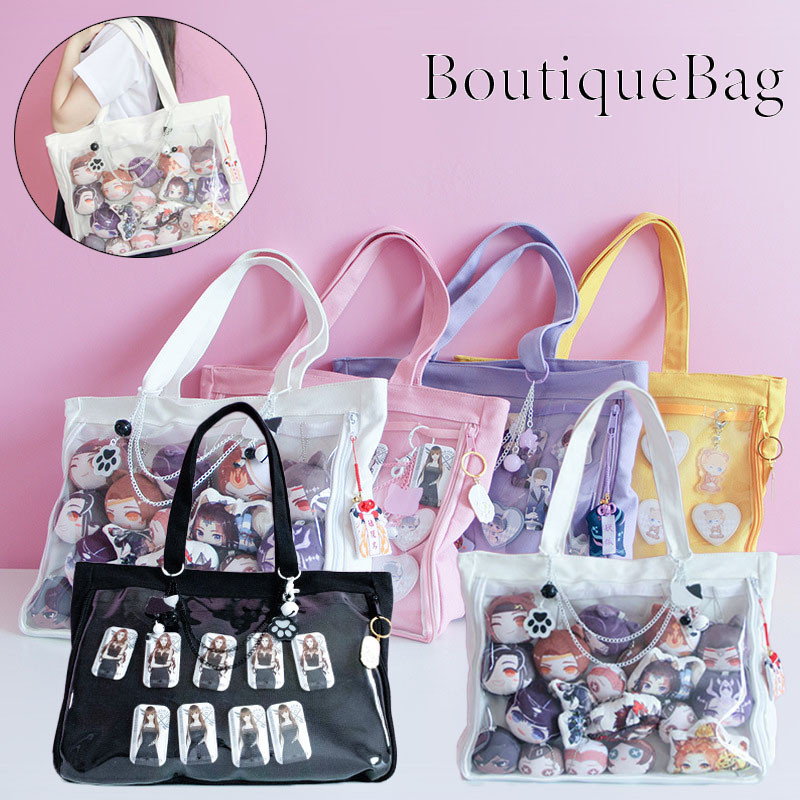 น่ารัก กระเป๋าสะพายไหล่ Ita Bag กระเป๋าสะพาย ขนาดใหญ่ สามารถใส่ตุ๊กตาได้ แบบใส เหมาะสำหรับผู้หญิง