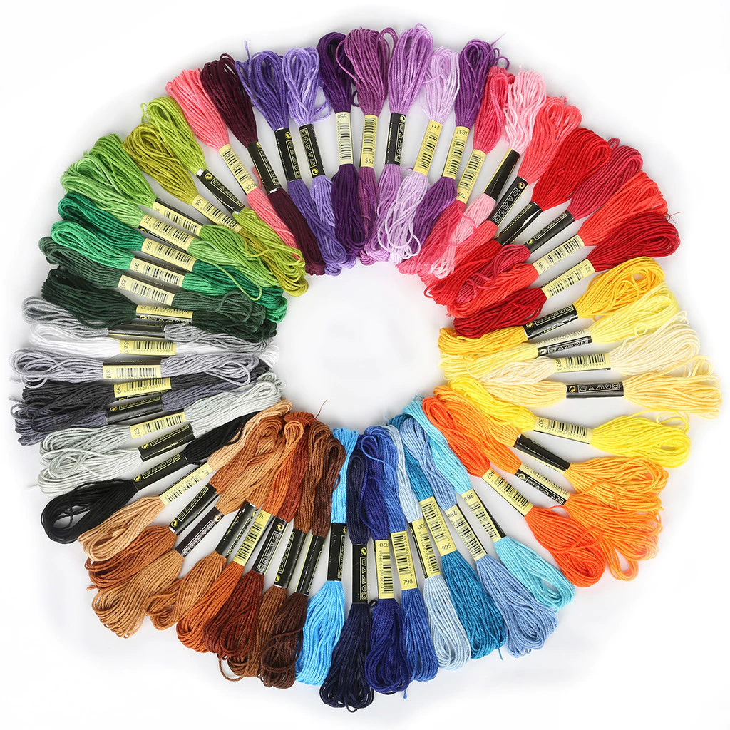 8 ชิ้นผ้าฝ้ายหลากสีปักครอสติสด้ายเย็บผ้า Skeins เย็บปักถักร้อยด้ายไหมขัดฟันชุดเสื้อผ้า DIY เย็บอุปกรณ์เสริม