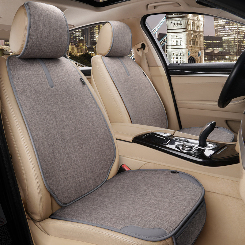 ผ้าแฟลกซ์ผ้าคลุมเบาะรถยนต์หนัง Embellishment เบาะรองนั่งด้านหลังสําหรับรถยนต์ Universal Seats Cover รถยนต์ AutoAccessories