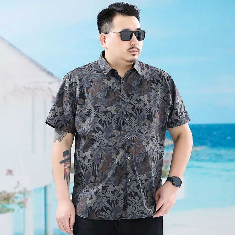 เสื้อแขนสั้นลายดอกไม้ลายพราง ไซส์ใหญ่ 50-150 กก. ชาย thumbnail 8