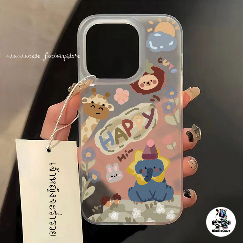 ส่งจากไทย เคสไอโฟน11 เคสโทรศัพท์ โปร่งแสง Small Animals Matte Case For iPhone 11 12 13 14 15 Pro Max X XS 7P 8P XR เคส
