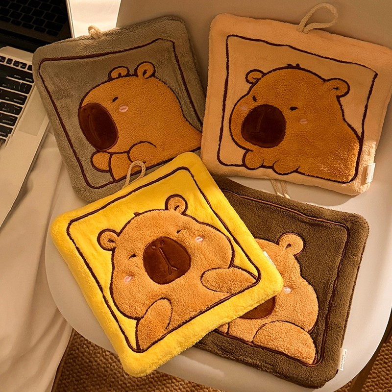 การ์ตูน คาปิบาระ ผ้าเช็ดมือน่ารักออกแบบสี่เหลี่ยมผ้าขนหนูแขวนอุปกรณ์บ้าน