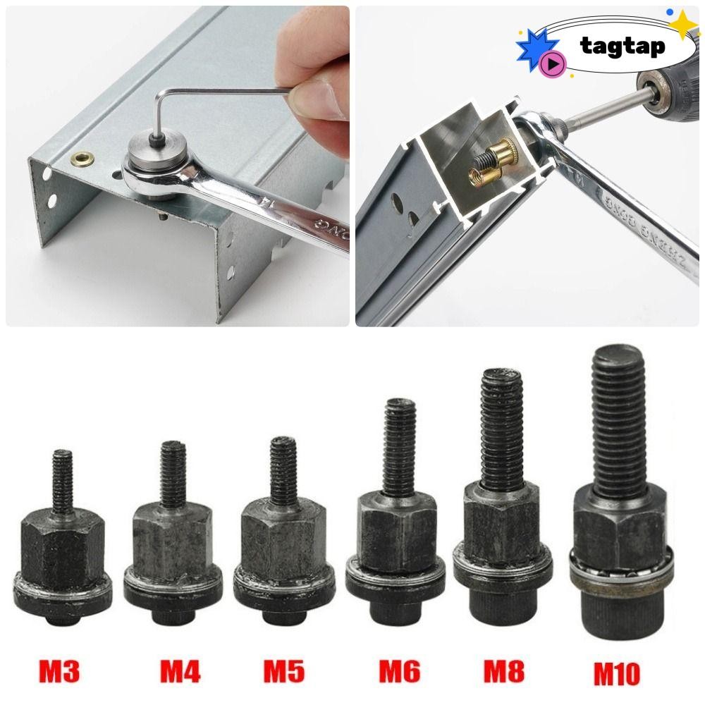 Tattap 1 ชิ้น Hand Rivet Nut, M3 M4 M5 M6 M8 M10 Mandrel Staple คู่มือ Riveter เครื่องมือ, ไฟฟ้า Riveting อะแดปเตอร์ติดตั้งง่ายสําหรับ Rivet Nut ไฟฉายหัว Rivet ชุดเครื่องมือหมุดย้ํา