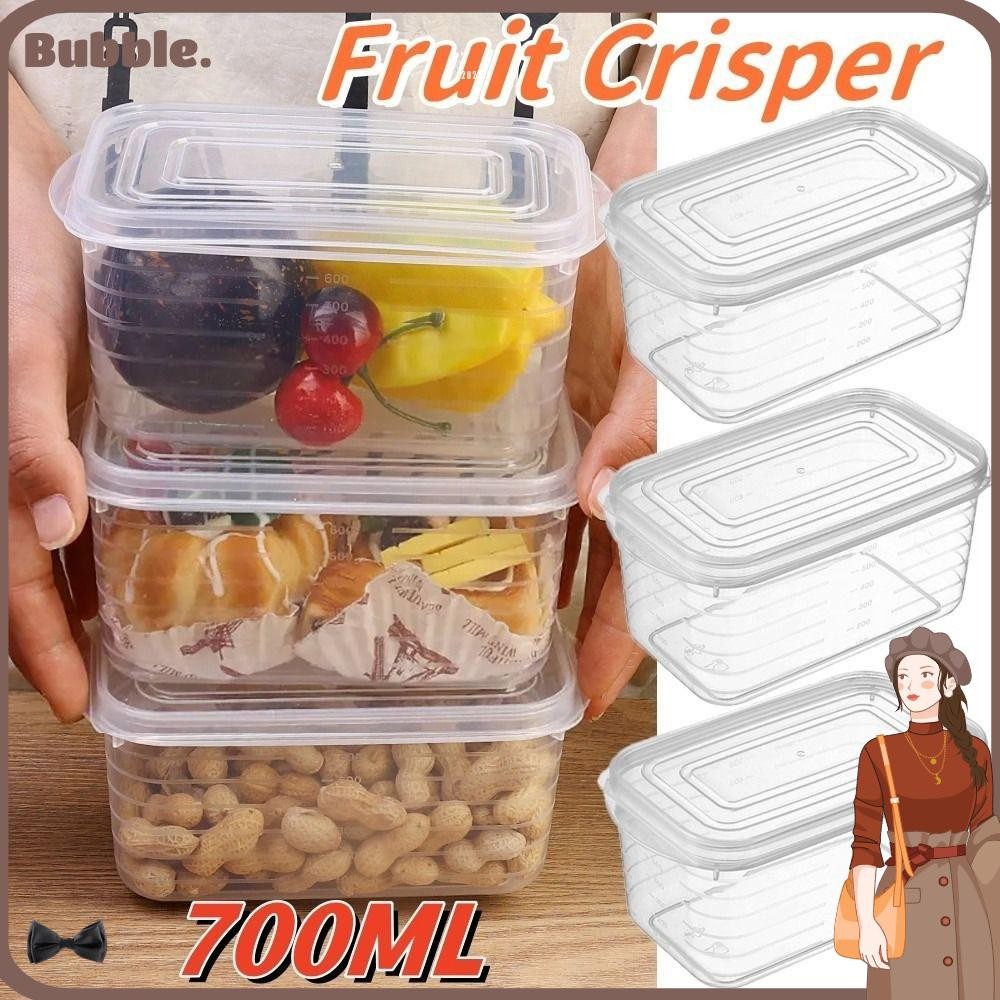 ฟอง กล่องเก็บอาหาร 1 ชิ้น, อุปกรณ์ครัวผลไม้ถนอมอาหารสดปิดผนึก Crisper, โปร่งใสแบบพกพาสแควร์ตู้เย็นคอนเทนเนอร์