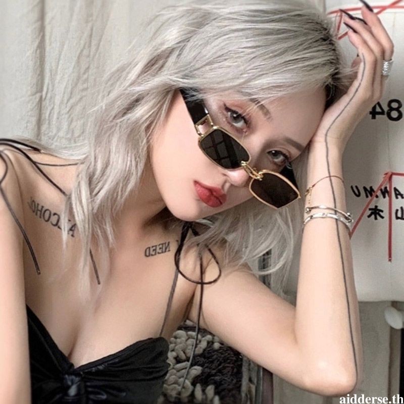 aidderse.thแว่นกันแดด Street Photo Small Square Glasses แว่นกันแดดแฟชั่น-