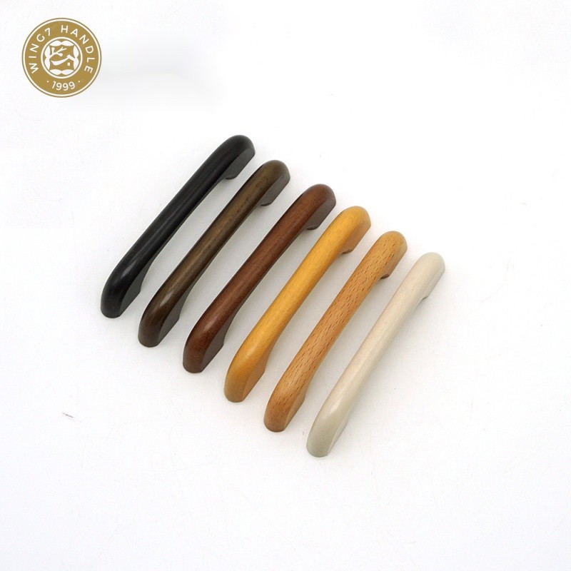 มือจับประตูตู้เสื้อผ้า ลิ้นชัก ลูกบิด มือจับไม้เนื้อแข็ง เรียบง่าย สไตล์ยุโรป - รูปที่ 4