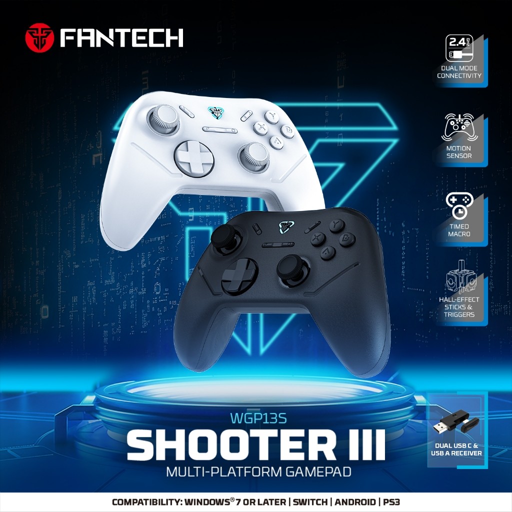 Fantech SHOOTER III WGP13S Gamepad คอนโทรลเลอร์เล่นเกมไร้สาย Hall-Effect Triggers และจอยสติ๊ก Pollin