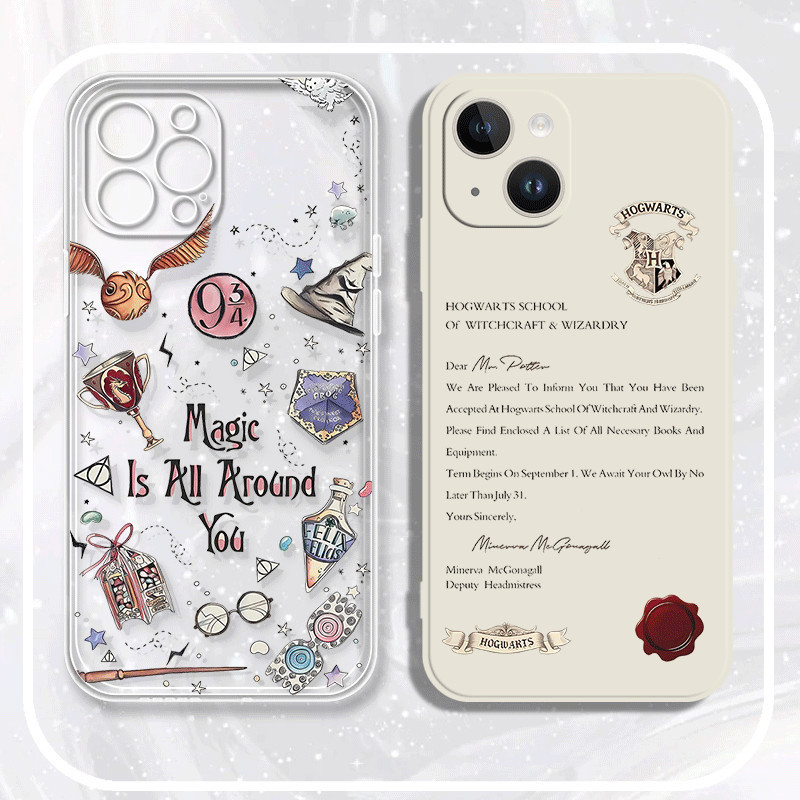 Hogwarts Harry Potter เคสโทรศัพท์เหมาะสําหรับ iPhone 15 iPhone 14 Pro Max 13 12 Mini 11 XS XR X 8 7 Plus 6S 6 SE