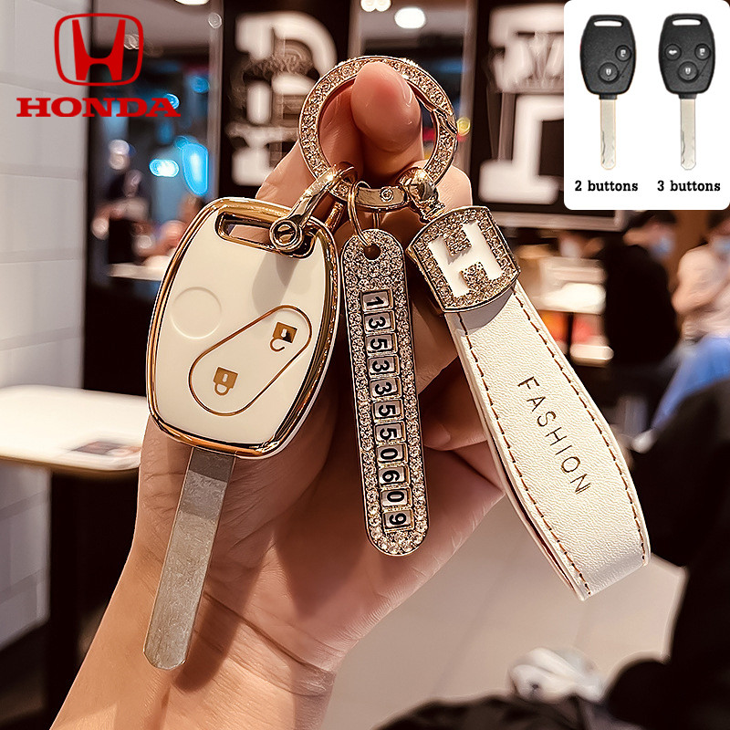 Honda Jazz/City/Brio/Civic/CRV 2006-2008/Accord 2008-2012 Remote ปลอกกุญแจรถ พวงกุญแจ ที่ใส่กุญแจ แผ่นตัวเลขป้องกันการสูญหาย