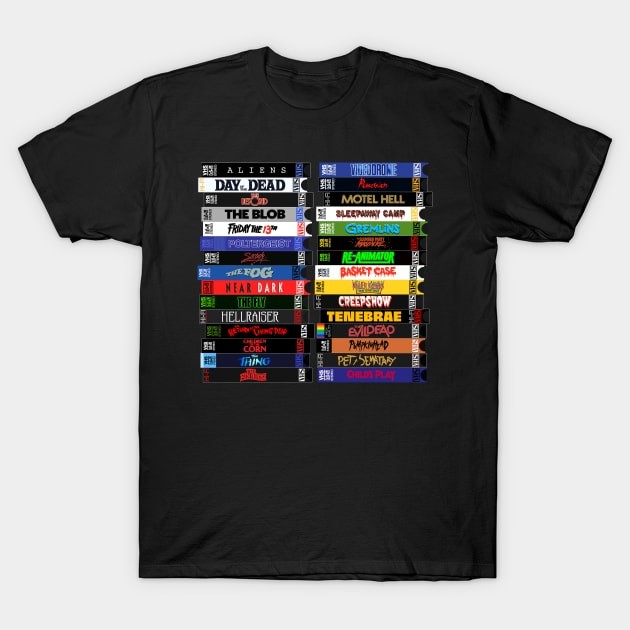 [COD]เสื้อยืด VHS 80s Horror Movie Stacks T-Shirtการ์ตูน แฟชั่น น่ารัก