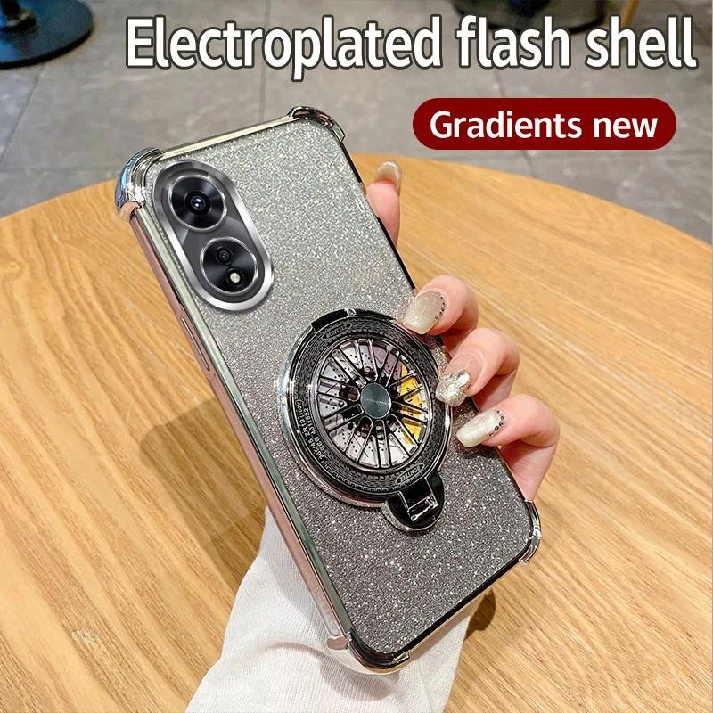 สําหรับ OPPO A58 4G CPH2577 กรณีกันกระแทก Electroplated TPU หมุน Gyro ฝาครอบเคสโทรศัพท์สําหรับ OPPOA