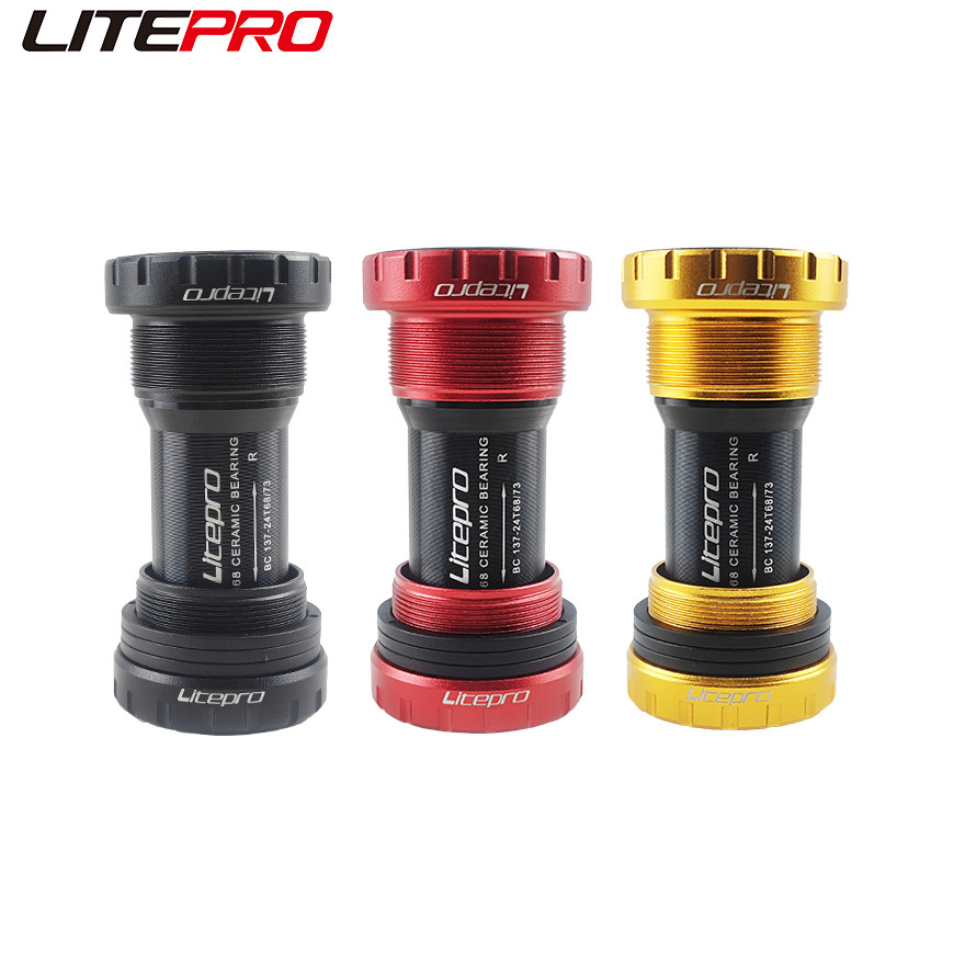 Litepro จักรยานพับเซรามิคด้านล่าง Bracket สกรูเกลียว BB 68/73 มม.อลูมิเนียมแบริ่งด้านล่างสําหรับ MTB จักรยาน