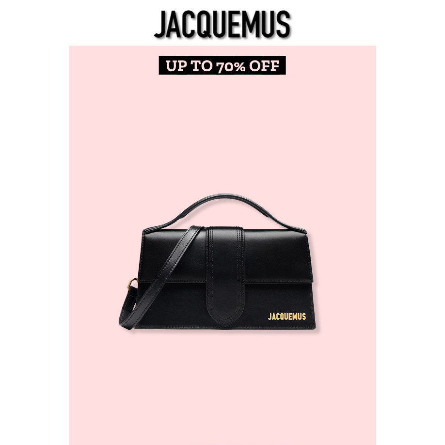 [เว็บไซต์อย่างเป็นทางการของแท้] Jacquemus Flap Mini Small Square Bag Female Genuine Leather Magnetic Buckle Shoulder Portable Crossbody Bag