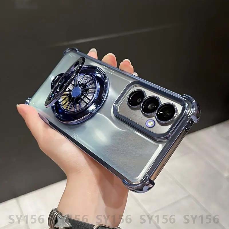 เคส Samsung A17 A56 A55 A36 A57 A37 A26 A16 A05s A35 A33 A34 A54 A53 A73 A52 5G เคสโทรศัพท์ที่มีผู้ถือแม่เหล็กกล้องProtectorหรูหราความงามกันกระแทกหนาAir Cushion Anti-Fall