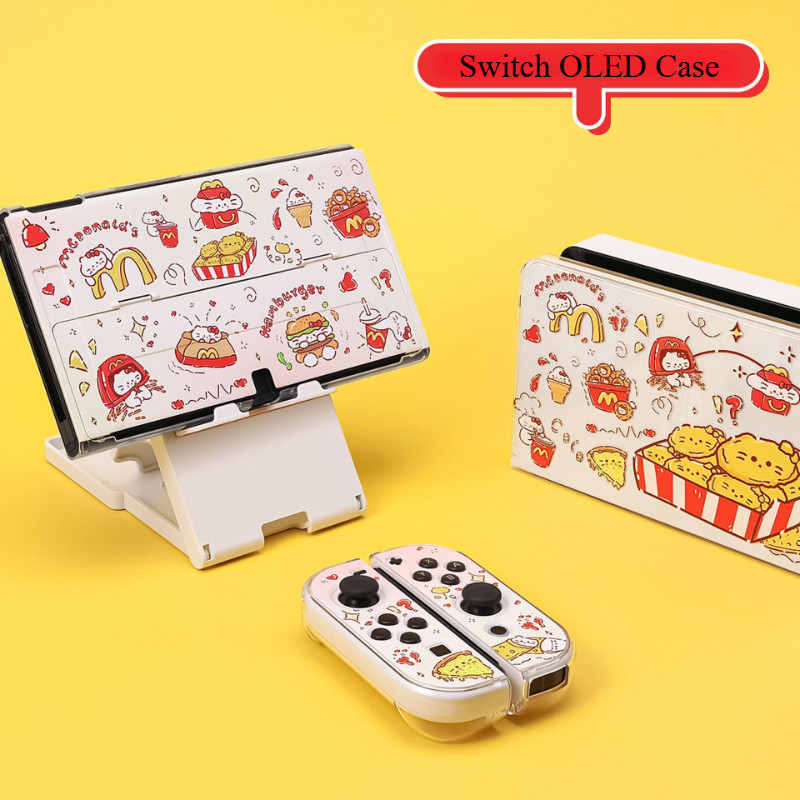 อุปกรณ์เสริมฝาครอบป้องกัน Nintendo Switch กระเป๋าเก็บ OLED Dock Case OLED Case ธีมแมวแมคโดนัลด์น่ารัก