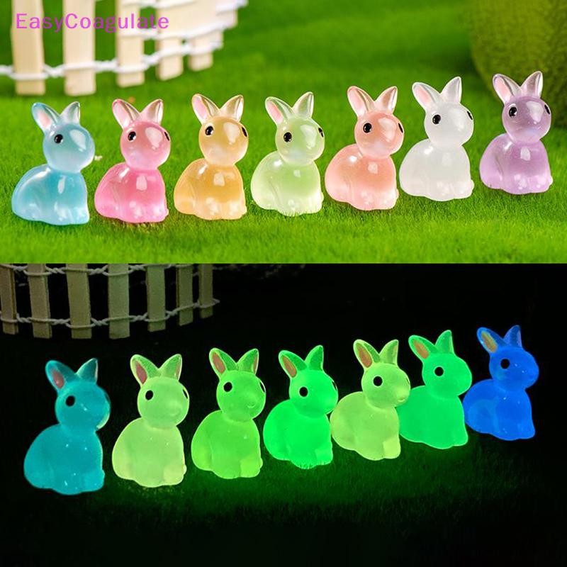 Eas น่ารัก Luminous Bunnies Micro ภูมิทัศน์ใหม่ Fairy Miniature Figurines ตกแต่งบ้านสวน Mini กระต่ายเครื่องประดับ Ate