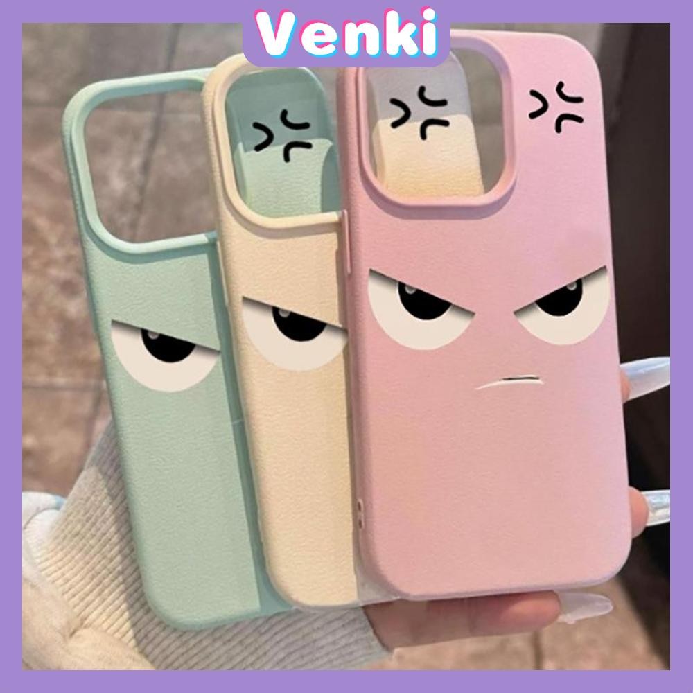 Venki - เคส iPhone 16 Pro Max iPhone 11 เคสหนังเนื้อนิ่มสีแคนดี้ TPU การแสดงออกที่น่ารักโกรธ Compatible With iPhone15 Pro max 14 13 12 Pro max XS XR 7 Plus 8 Plus