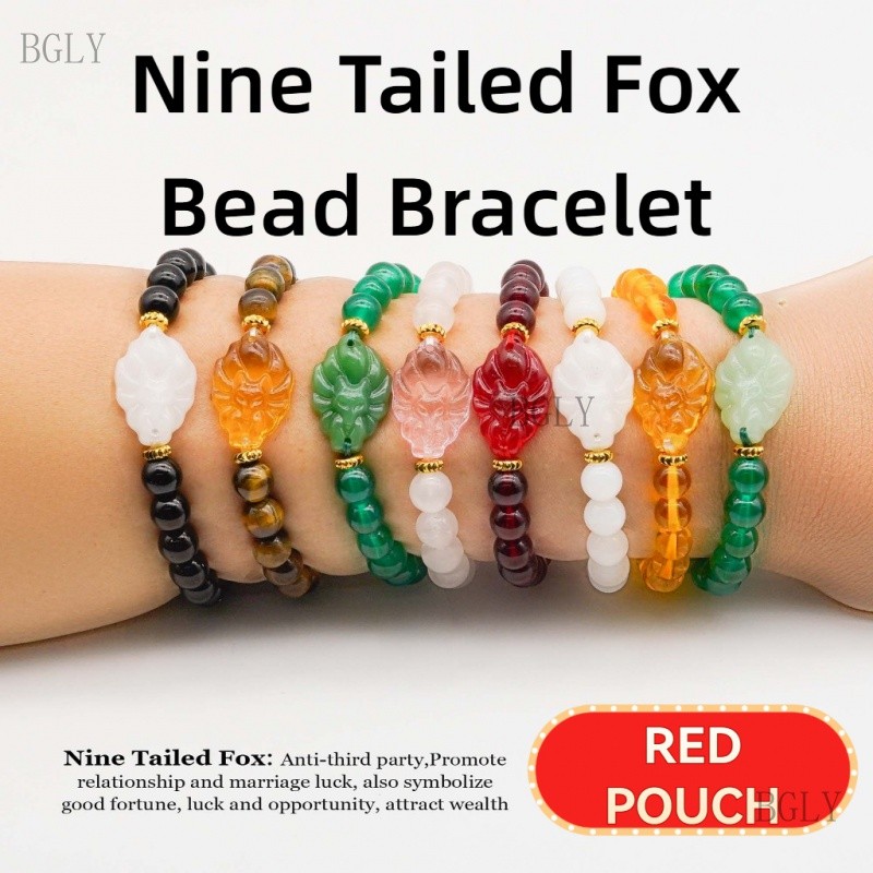สร้อยข้อมือ unisex charm Crystal Nine-Tailed Fox & Gemstone เพื่อนําโชคลาภ
