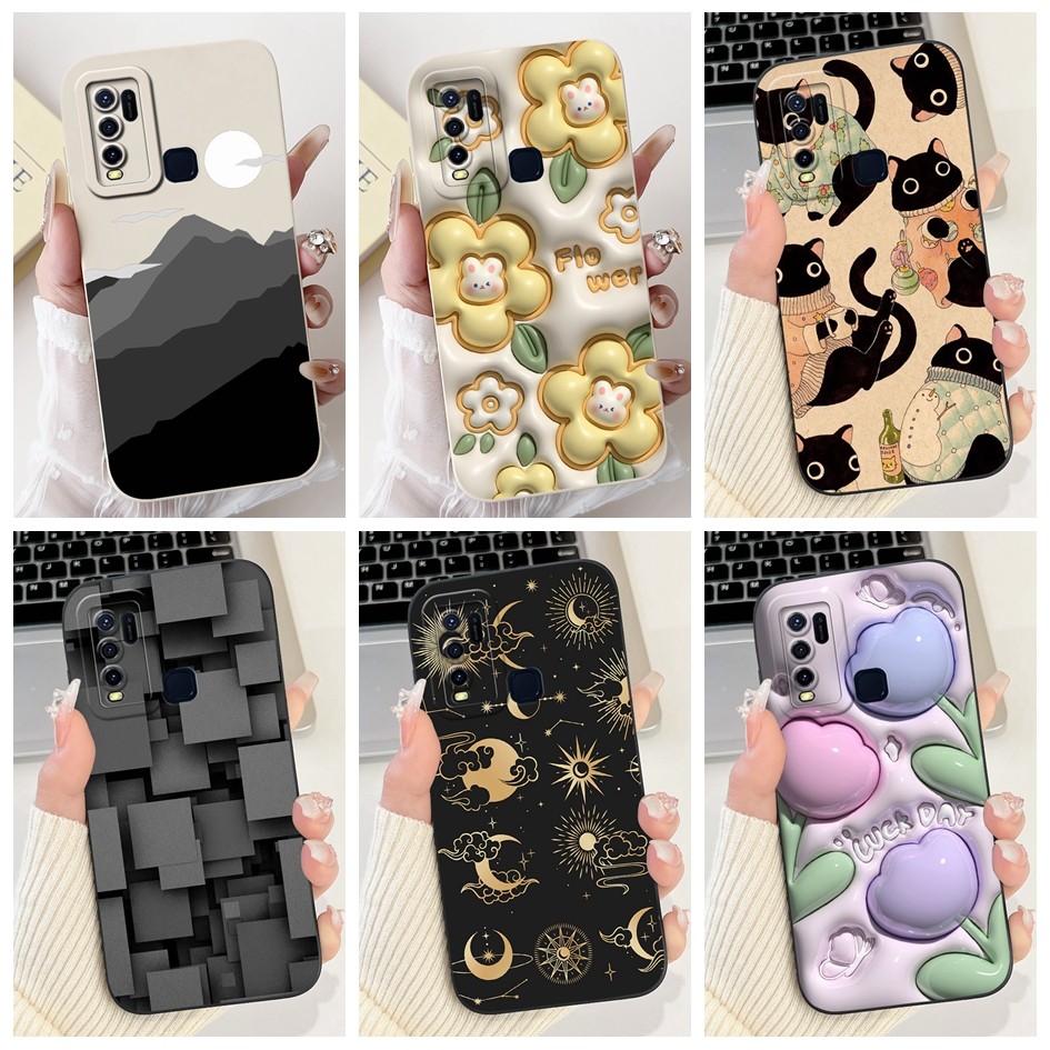 สําหรับ Vivo Y50 Y30 ปลอกแฟชั่นดอกไม้ศิลปะทาสีซิลิโคนอ่อนนุ่ม Matte TPU ป้องกันเคสโทรศัพท์สําหรับ Vivo 1935 1938 ฝาครอบ