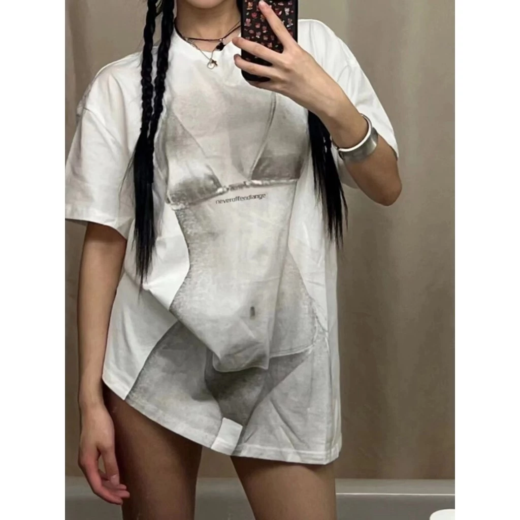 ผ้าฝ้าย เสื้อยืด แขนสั้น คอกลม t-shirt สไตล์เกาหลี เสื้อยืด oversize ใส่สบาย แฟชั่น