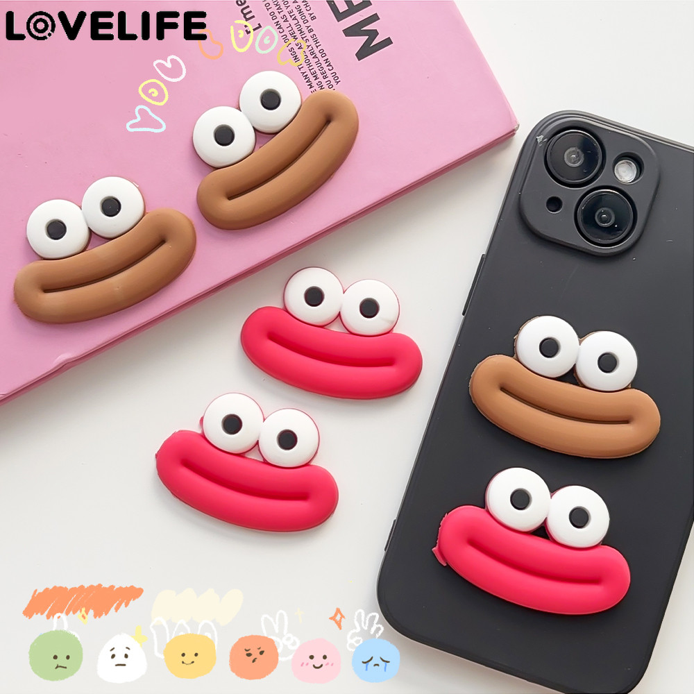 [ ที่โดดเด่น ] ชิ้นส่วนตกแต่งเคสโทรศัพท์ - แพทช์บุคลิกภาพ - ปากไส้กรอกตลกตาโต - การตกแต่งกระเป๋าเดินทางถ้วย ทําเอง สร้างสรรค์ - อุปกรณ์โทรศัพท์มื