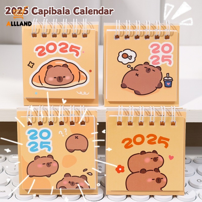 2025 ปฏิทินตั้งโต๊ะ คาปิบาระ การ์ตูนน่ารัก-ปฏิทินพกพาขนาดเล็กสร้างสรรค์-โรงเรียนจัดการเวลาตารางเดสก์ท็อปตกแต่ง