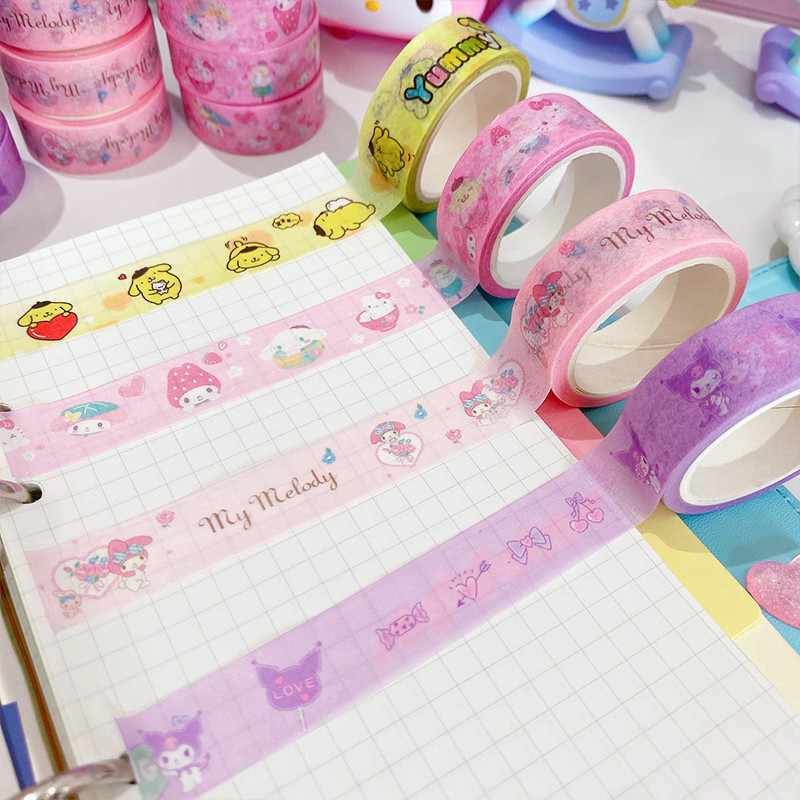 SANRIO เทปสติ๊กเกอร์ซานริโอ เทปวาชิลายการ์ตูน DIY สมุดภาพตกแต่ง