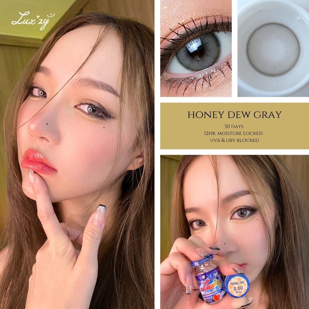 🔥คอนแทคเลนส์❤️Size : S❤️รุ่น Honey Dew (Luxzylens) สี : Brown / Gray / Green
