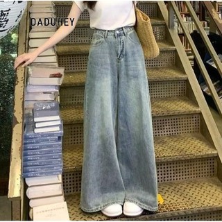 DaDuHey Distressed High Waist Wide Leg Jeans Loose Slimming Loose Trousers Mop Jeans Pants For Women