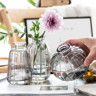 [พร้อมส่ง] แจกันแก้วสไตล์ฝรั่งเศส French-style glass vase แจกันเรียบง่าย ของแต่งบ้าน พร็อพถ่ายรูป ร้านกาแฟ