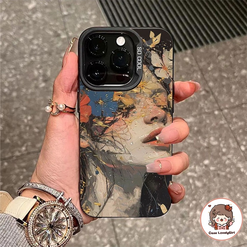 ส่งจากไทย Ins สาววาดภาพน้ํามัน เคส IPhone 15 16 11 13 14 12 Pro Max IPhone 7 Plus 8 Plus X Xs Max Hard Case