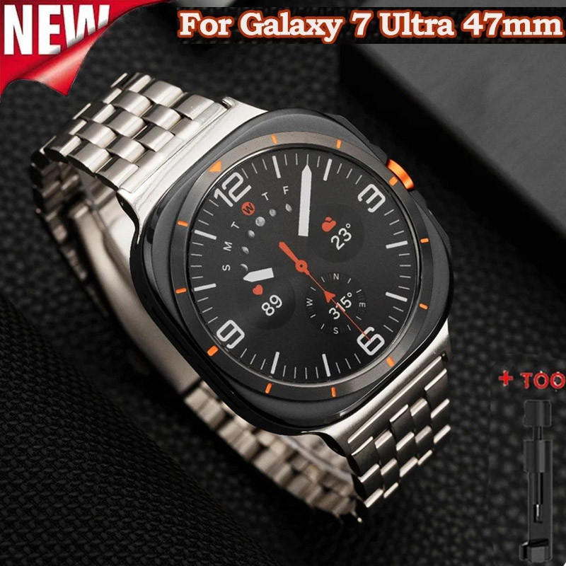 สายสแตนเลสสําหรับ Samsung Galaxy Watch 7 Ultra 47 มม.สายโลหะ Quick Fit สร้อยข้อมือสําหรับ Galaxy Watch Ultra 47 มม.สายรัดข้อมือ