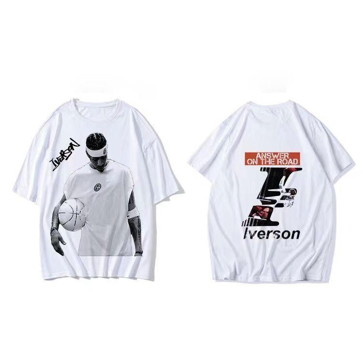 Iverson ตอบ AI Allen Iverson Kobe Bryant แฟชั่นกีฬาแขนสั้นบาสเกตบอล แขนสั้น