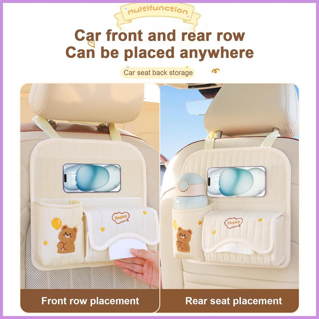 รถที่นั่งกลับถุงเก็บน่ารักการ์ตูนหมีกลับที่นั่งจัดเก็บรถกลับที่นั่งออแกไนเซอร์สําหรับเด็ก asdiuh - รูปที่ 2