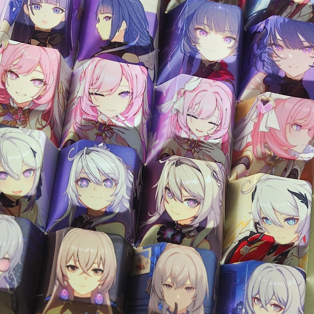 ผลกระทบ Honkai 3 Keycaps Cherry R4 PBT Dye Sublimation คีย์บอร์ด Raiden Mei Keycap Bronya Elysia Kiana Kafka น่ารักสร้างสรรค์อะนิเมะ 4pcs Keycap