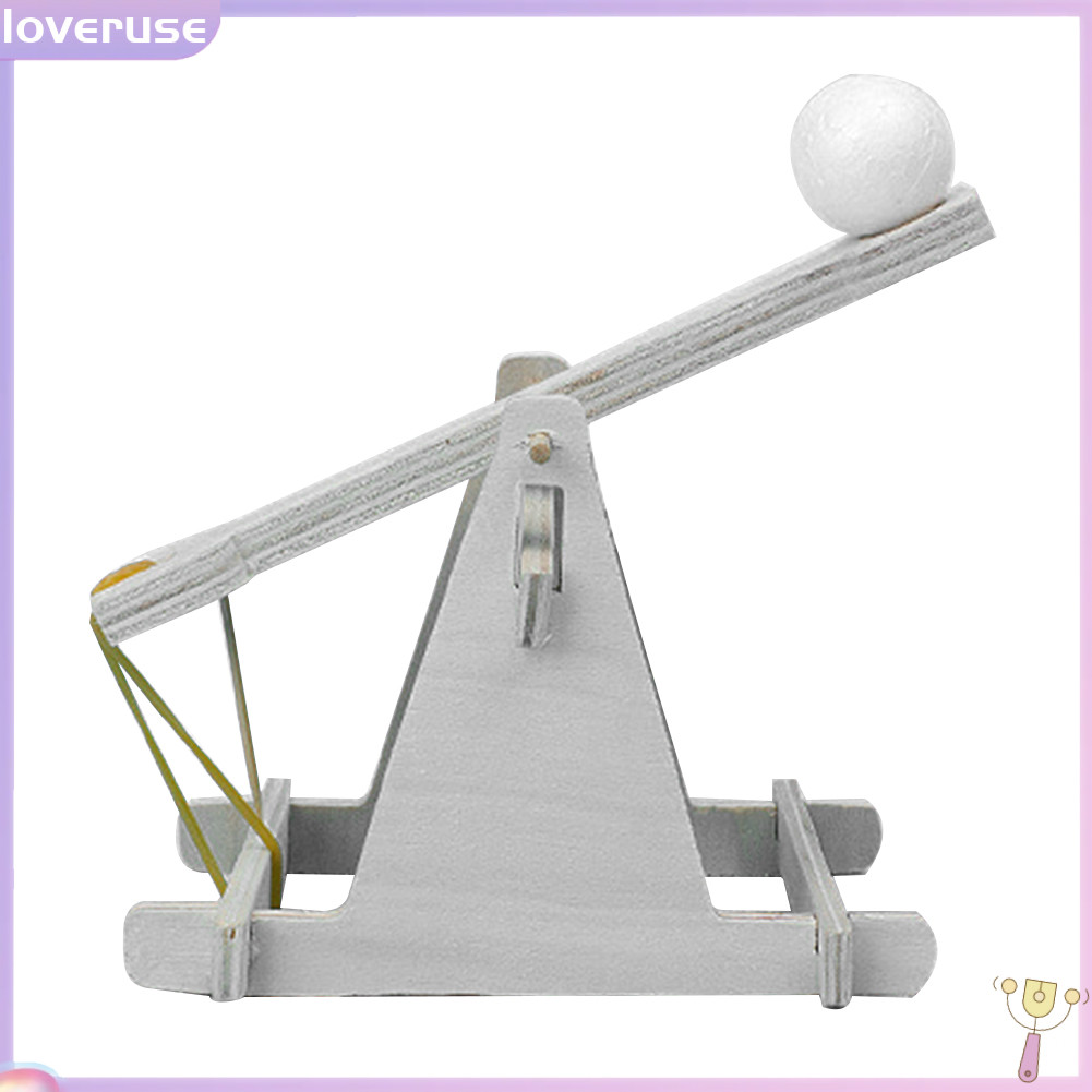 /LOV/ เด็กการทดลองทางวิทยาศาสตร์ DIY Trebuchet ของเล่นชุดหนังสติ๊กไม้