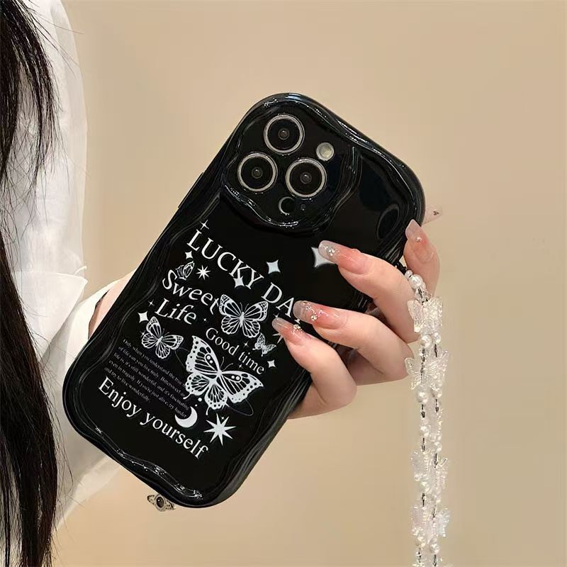 LY| เคส สำหรับ Xiaomi Redmi Note 7 8 9 9s 10 10S 11S 11 12 13 Pro Max 12S เคสโทรศัพท์แบบสร้อยข้อมือ นุ่ม วันพีช สีขาว ลายผีเสื้อ ดาวนำโชค
